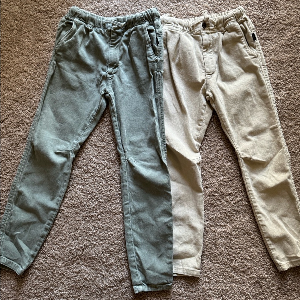 Zara Kids Sweatpants in Green and Beige